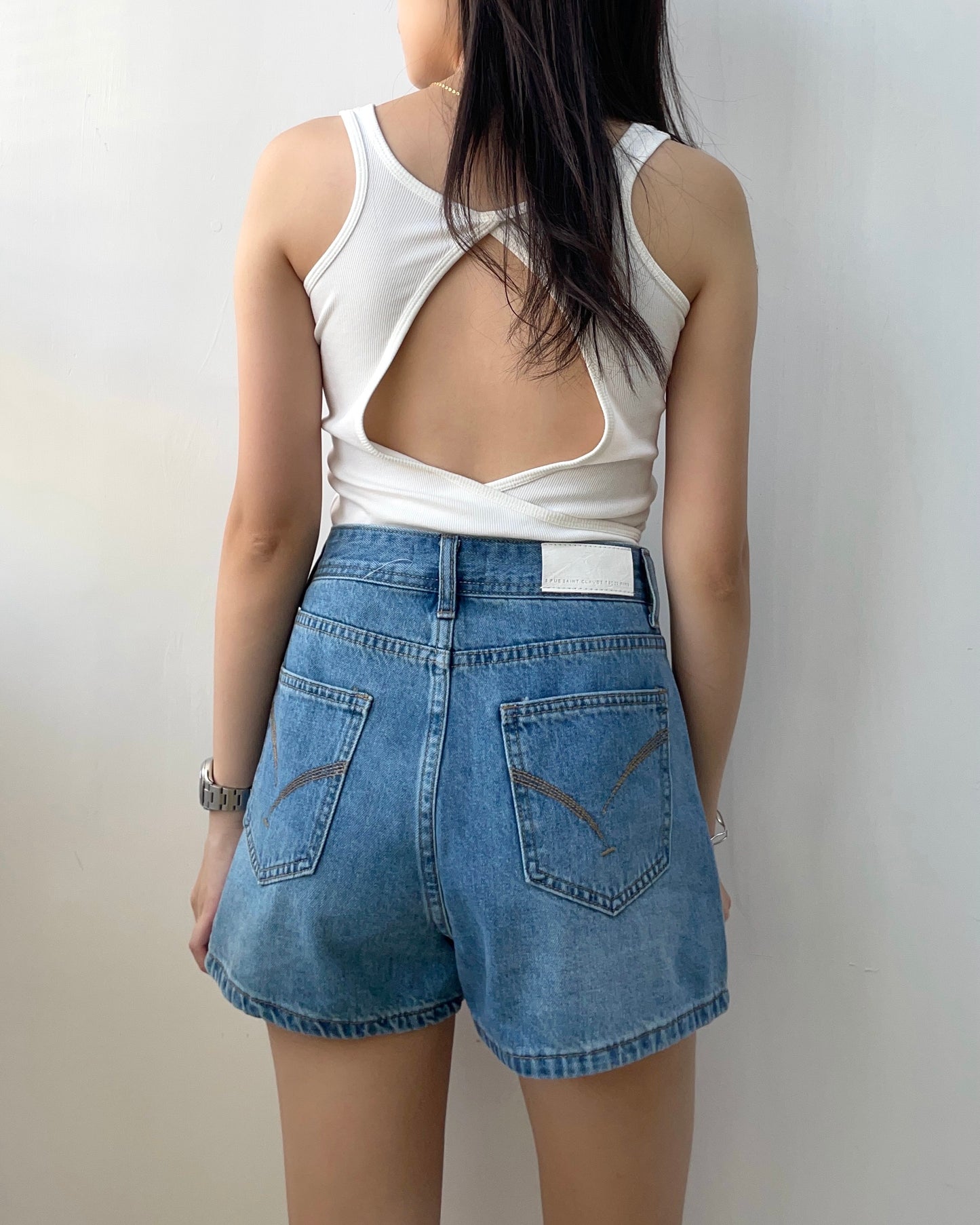 露背方領bra top