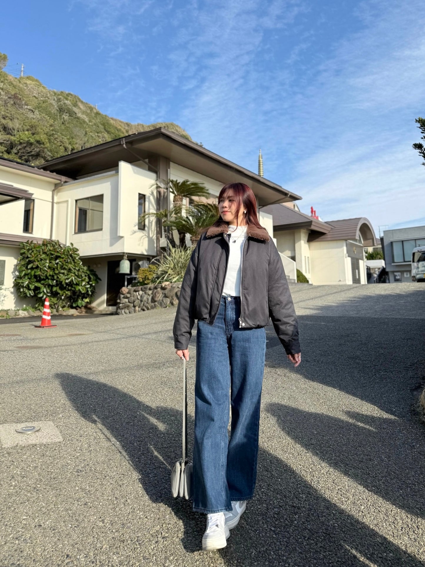 反領羊羔毛短羽絨