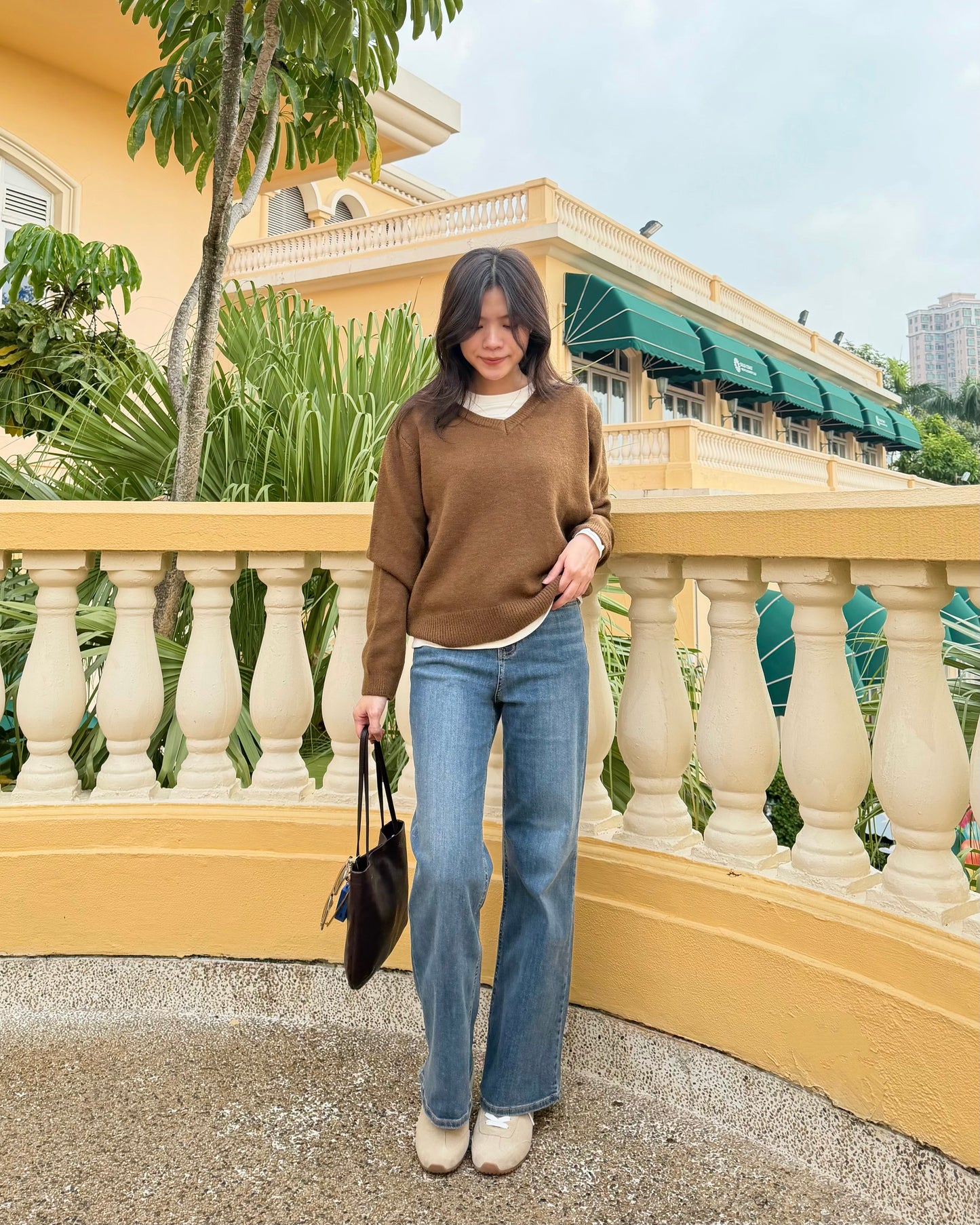 軟牛仔布微喇叭直筒