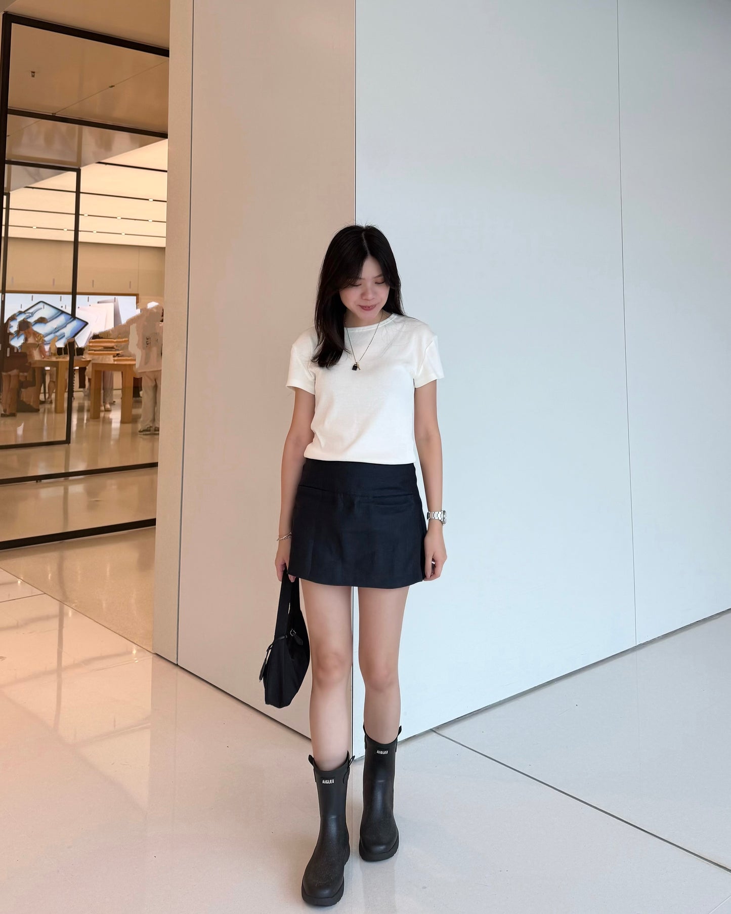 純亞麻半截裙褲