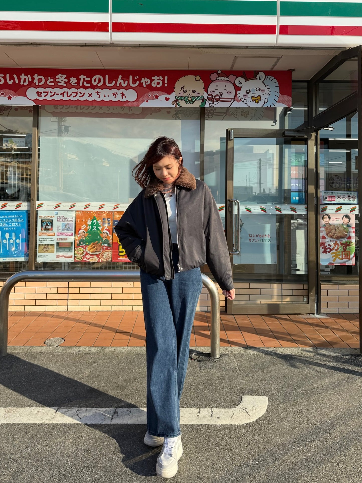 反領羊羔毛短羽絨