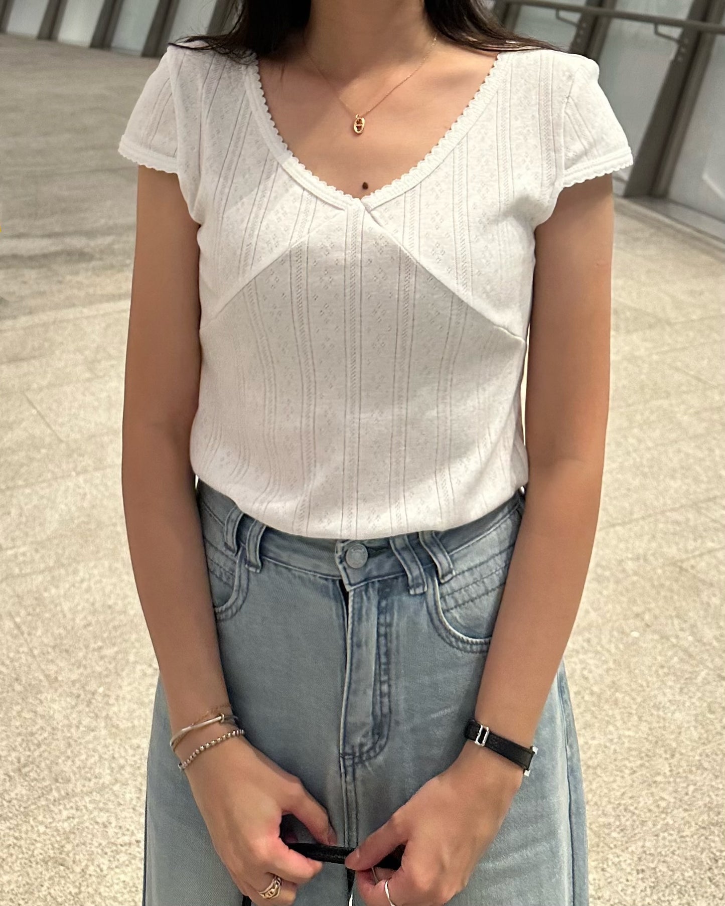 暗花紋V Top