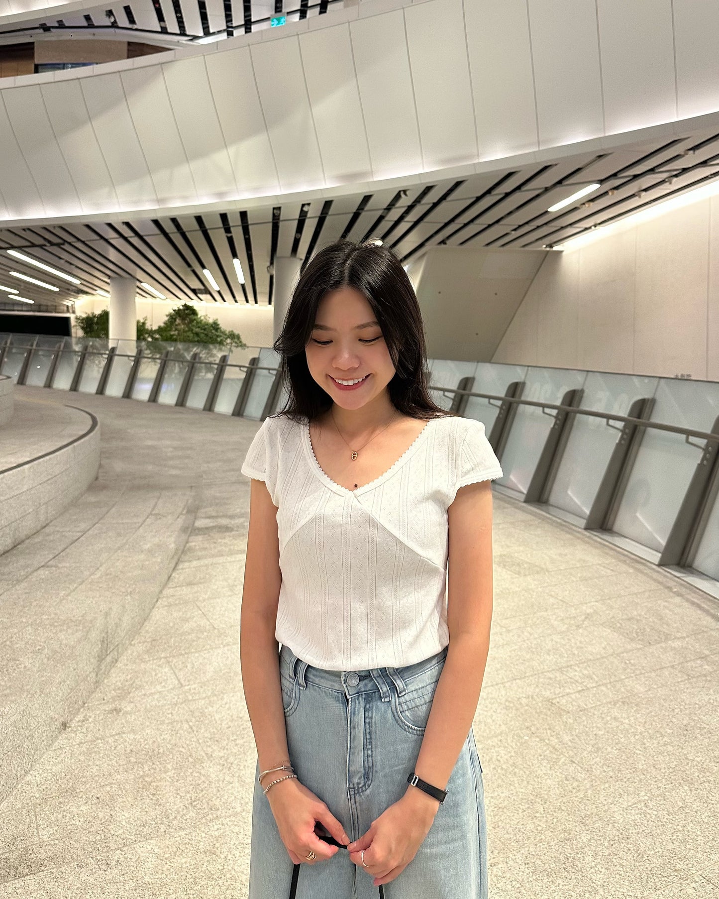 暗花紋V Top
