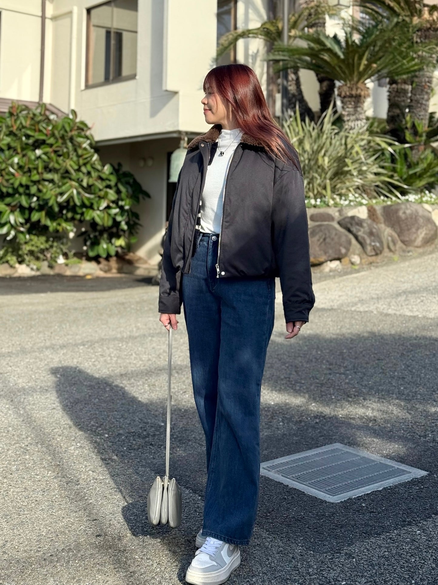 反領羊羔毛短羽絨