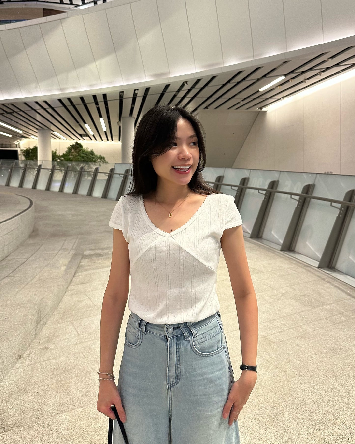 暗花紋V Top