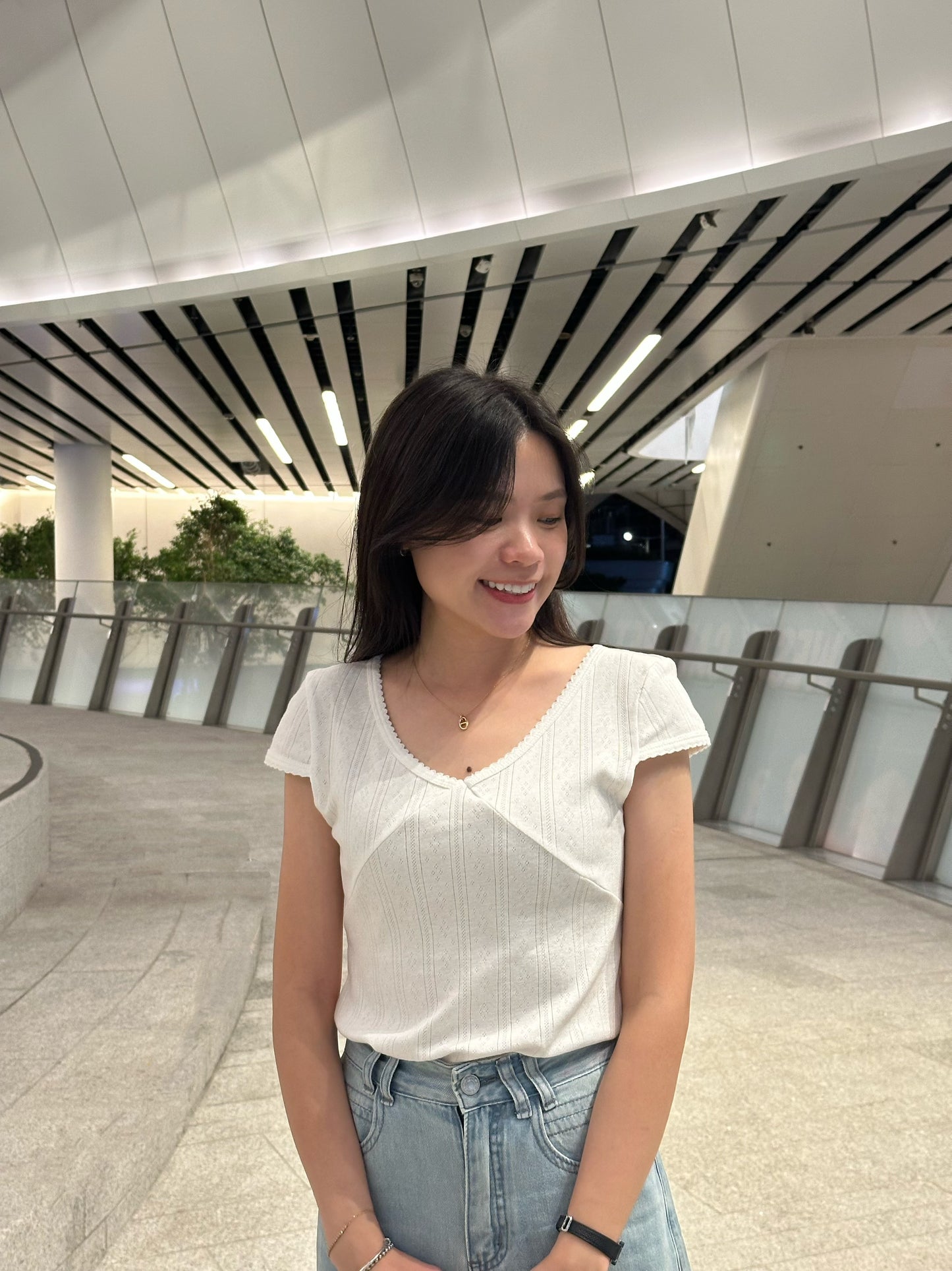 暗花紋V Top