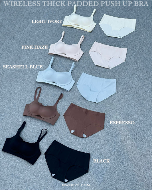 Wireless thick padded push up bra