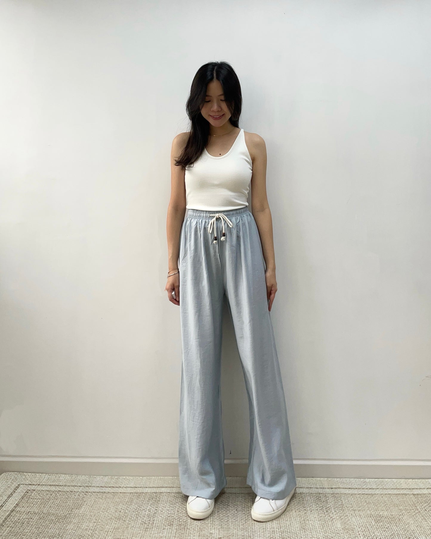 麻質休閒寬褲