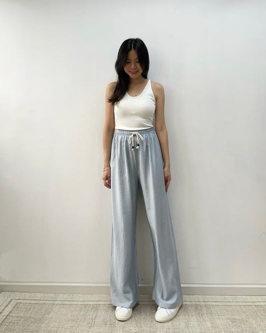 麻質休閒寬褲