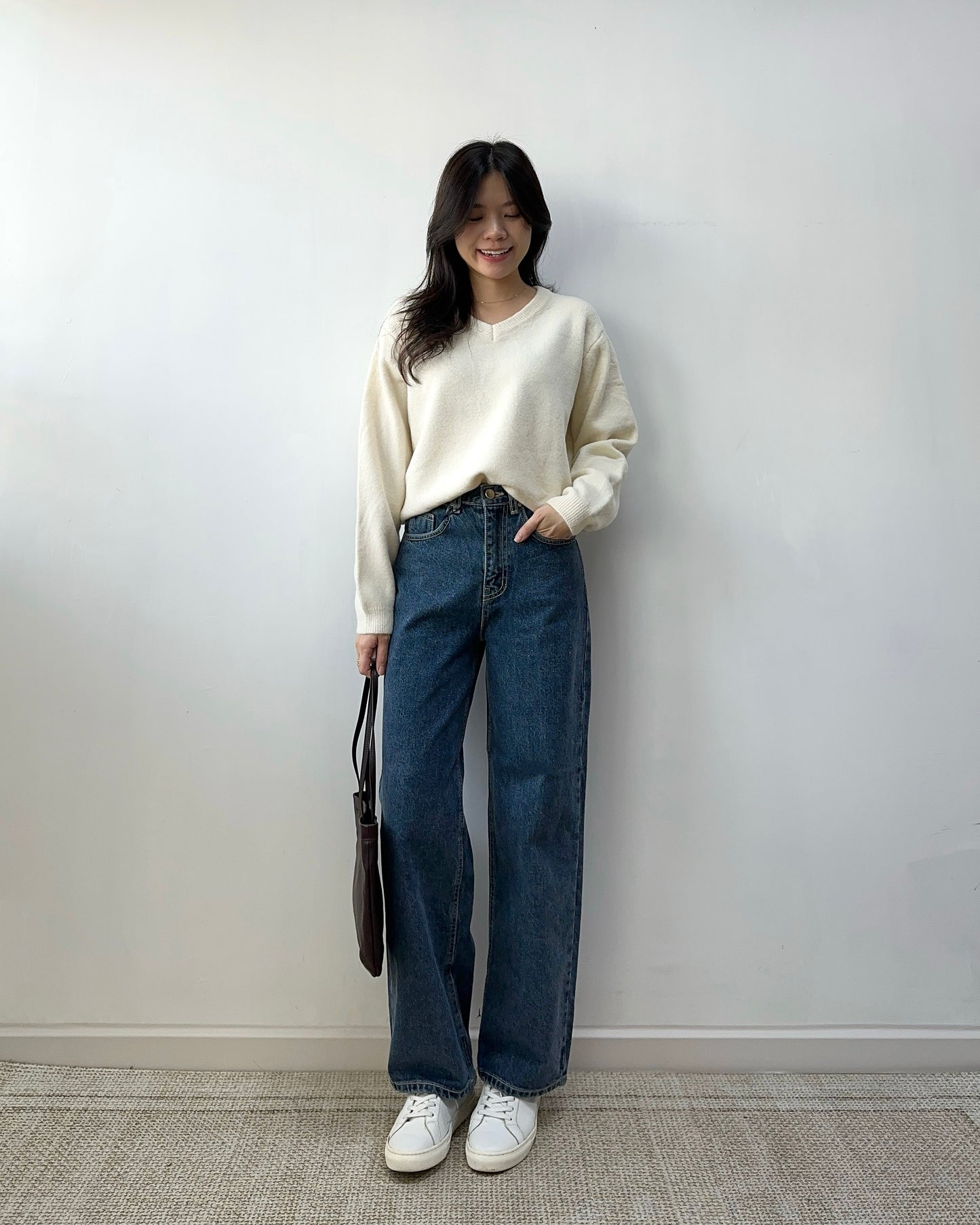 深藍九分寬長牛