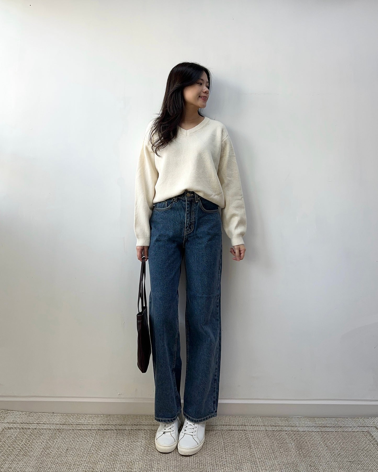 深藍九分寬長牛