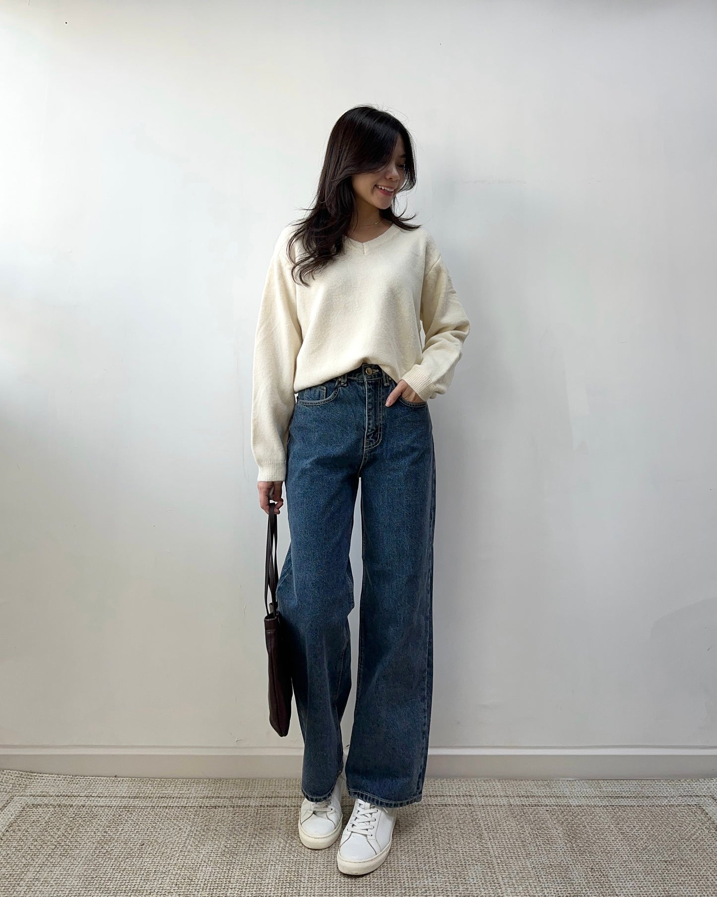 深藍九分寬長牛