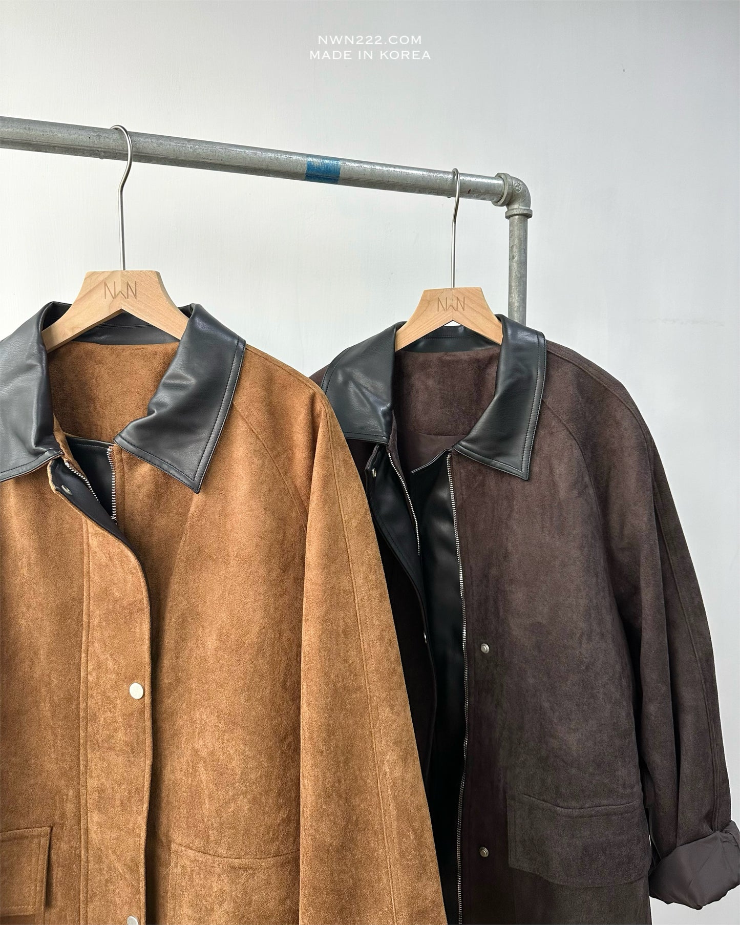 猄皮修腰中長外套