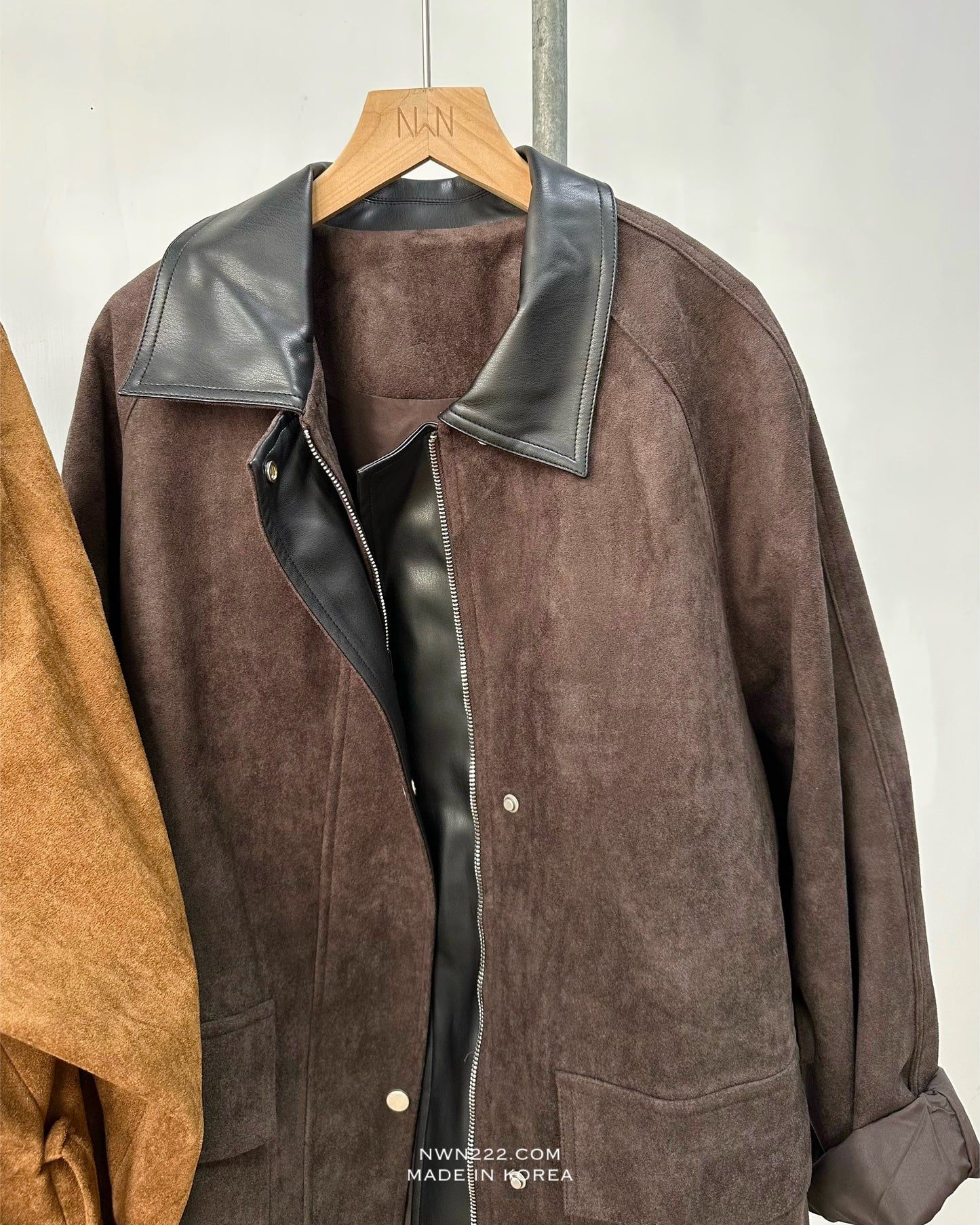 猄皮修腰中長外套