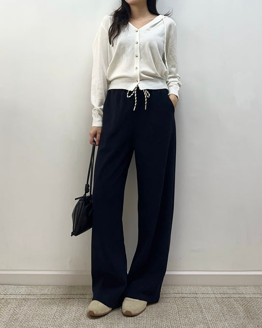 有袋羊絨面直筒寬褲