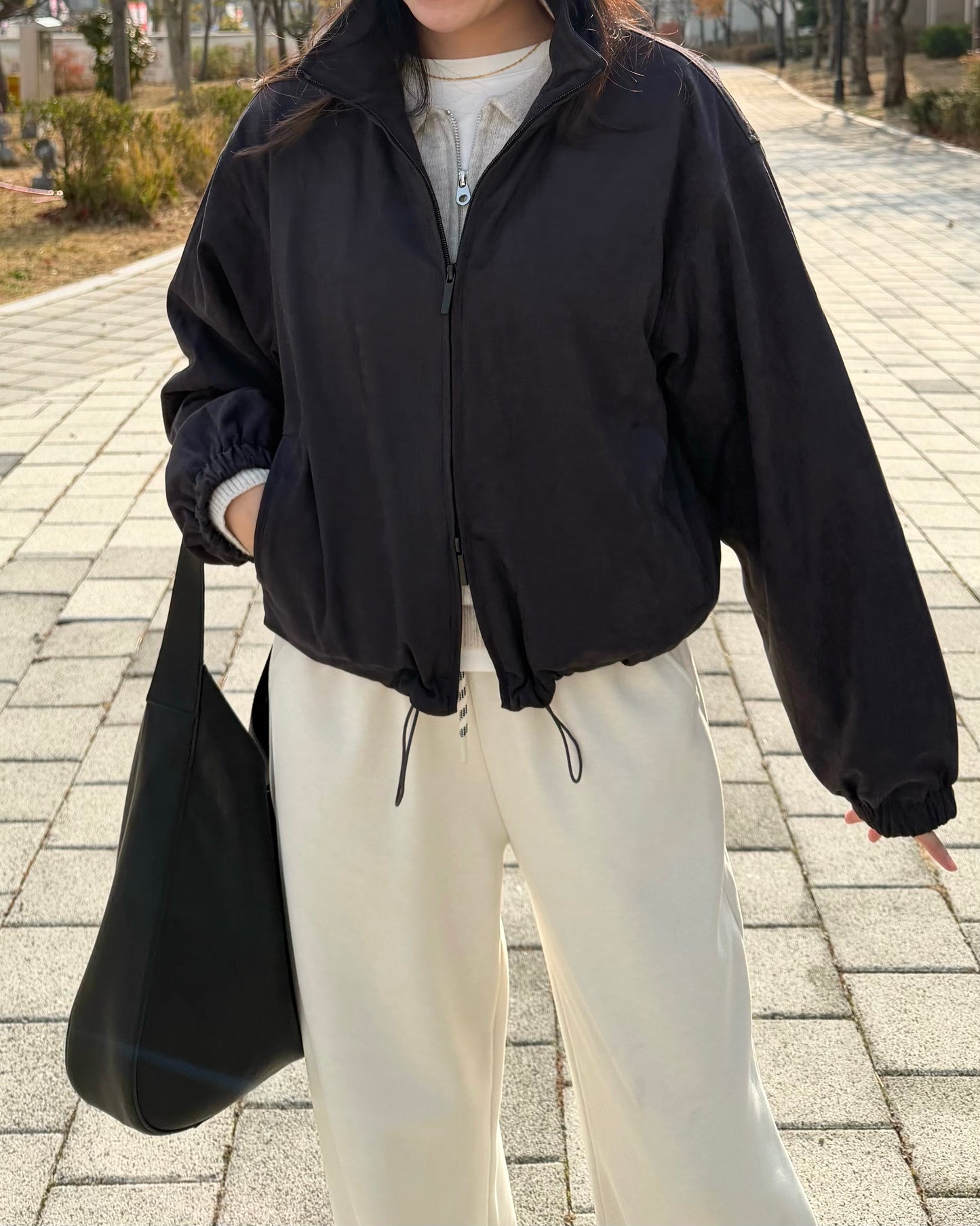 霧面雙拉鍊短外套