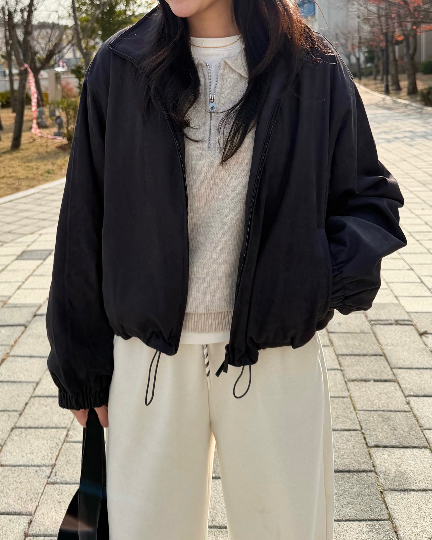 霧面雙拉鍊短外套