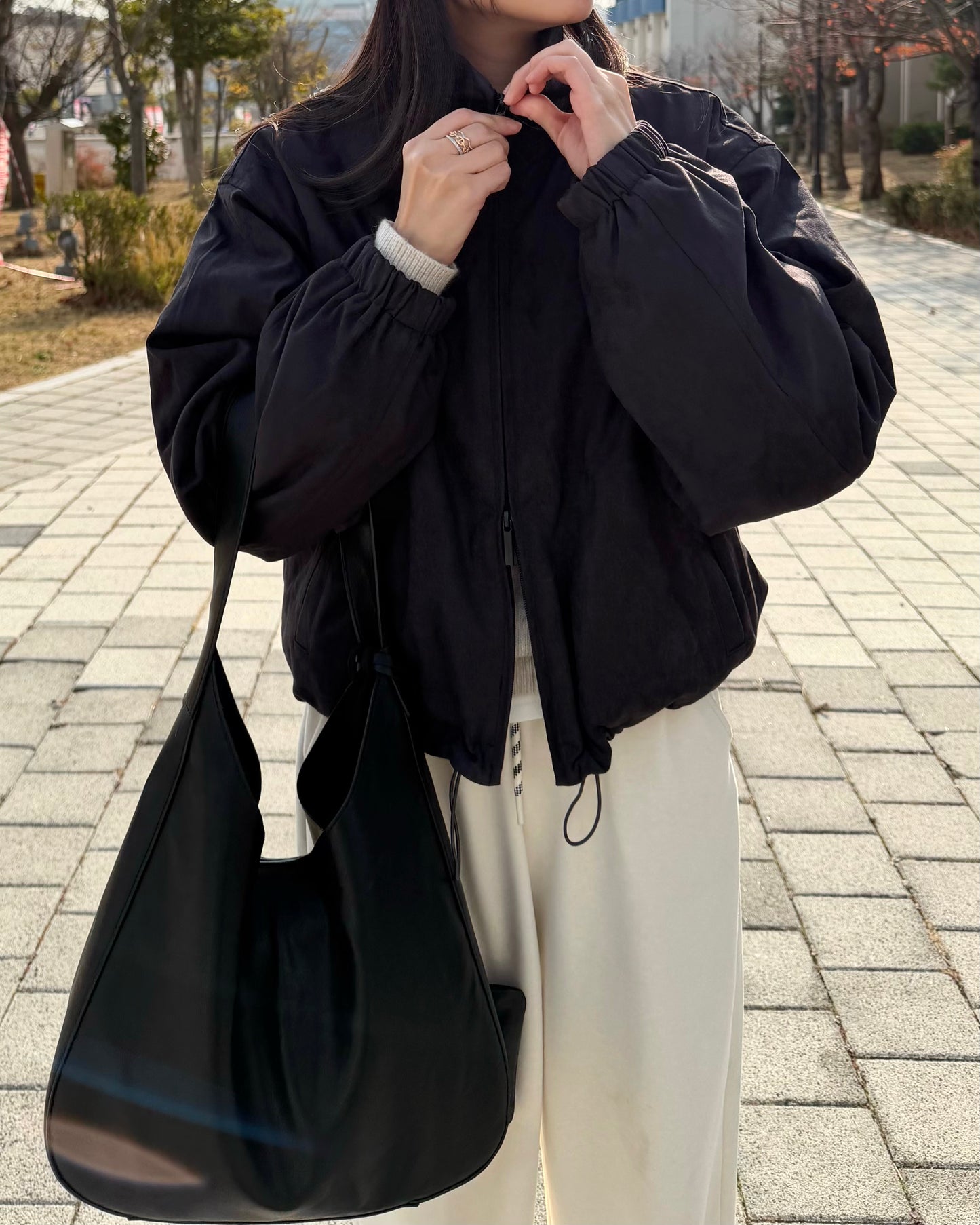 霧面雙拉鍊短外套