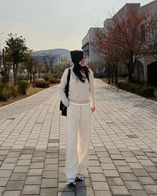 有袋羊絨面直筒寬褲