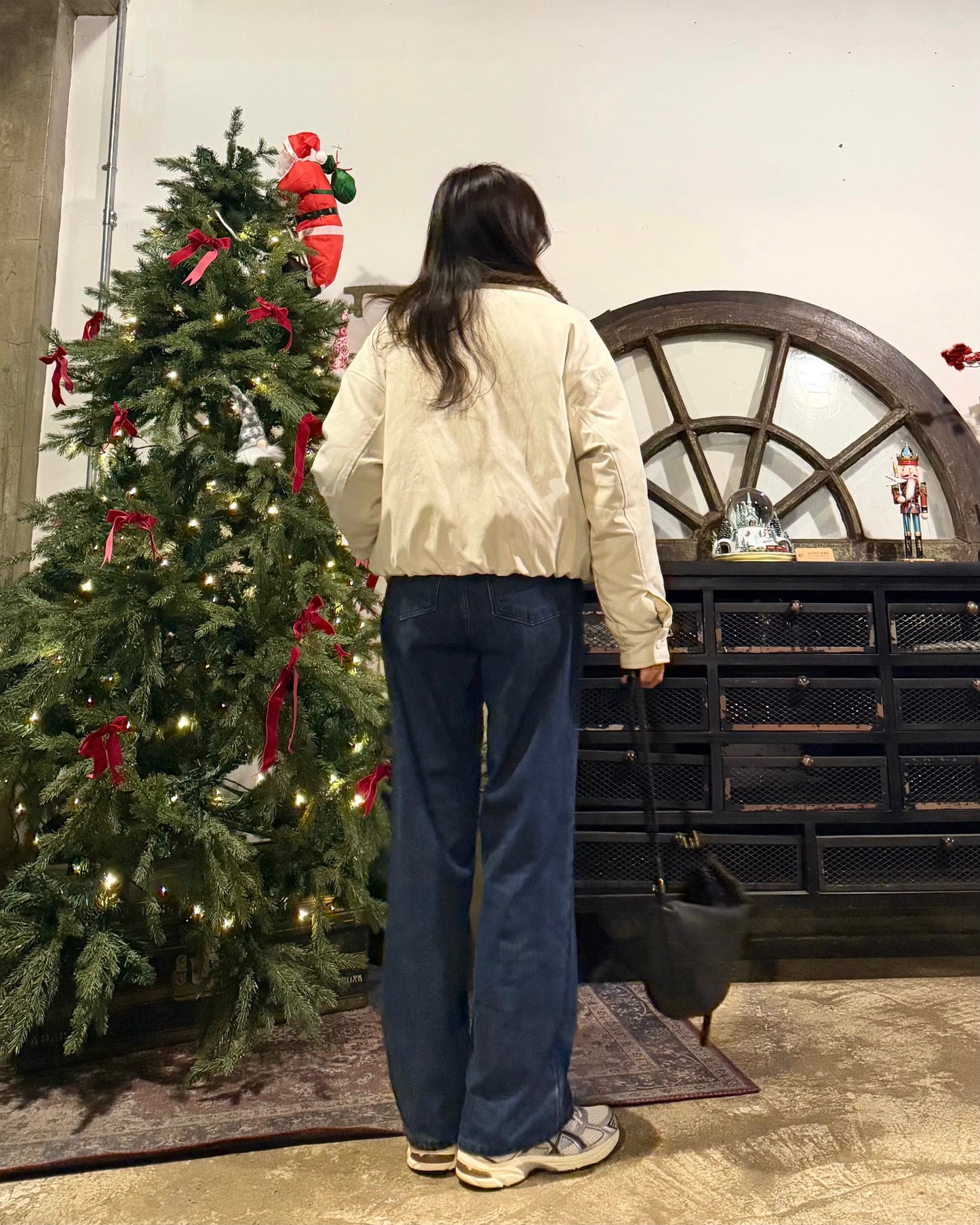 深藍天鵝絨直筒長牛