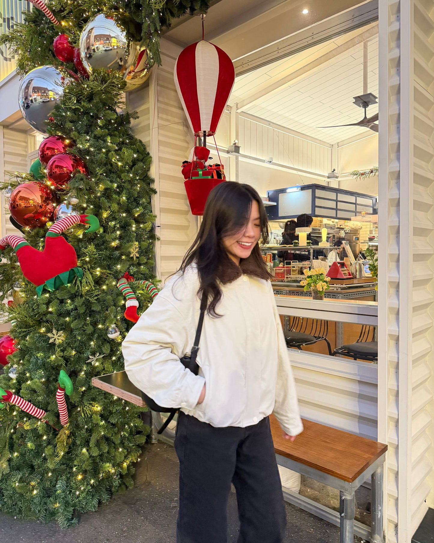 反領羊羔毛短羽絨