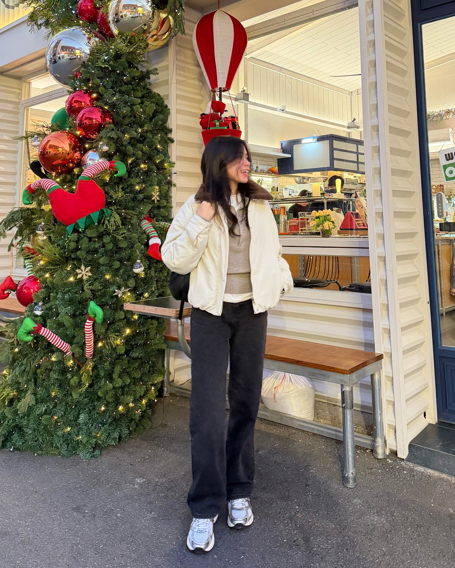 反領羊羔毛短羽絨