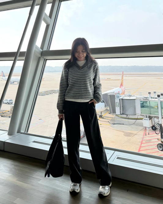 薄絨直筒西裝褲