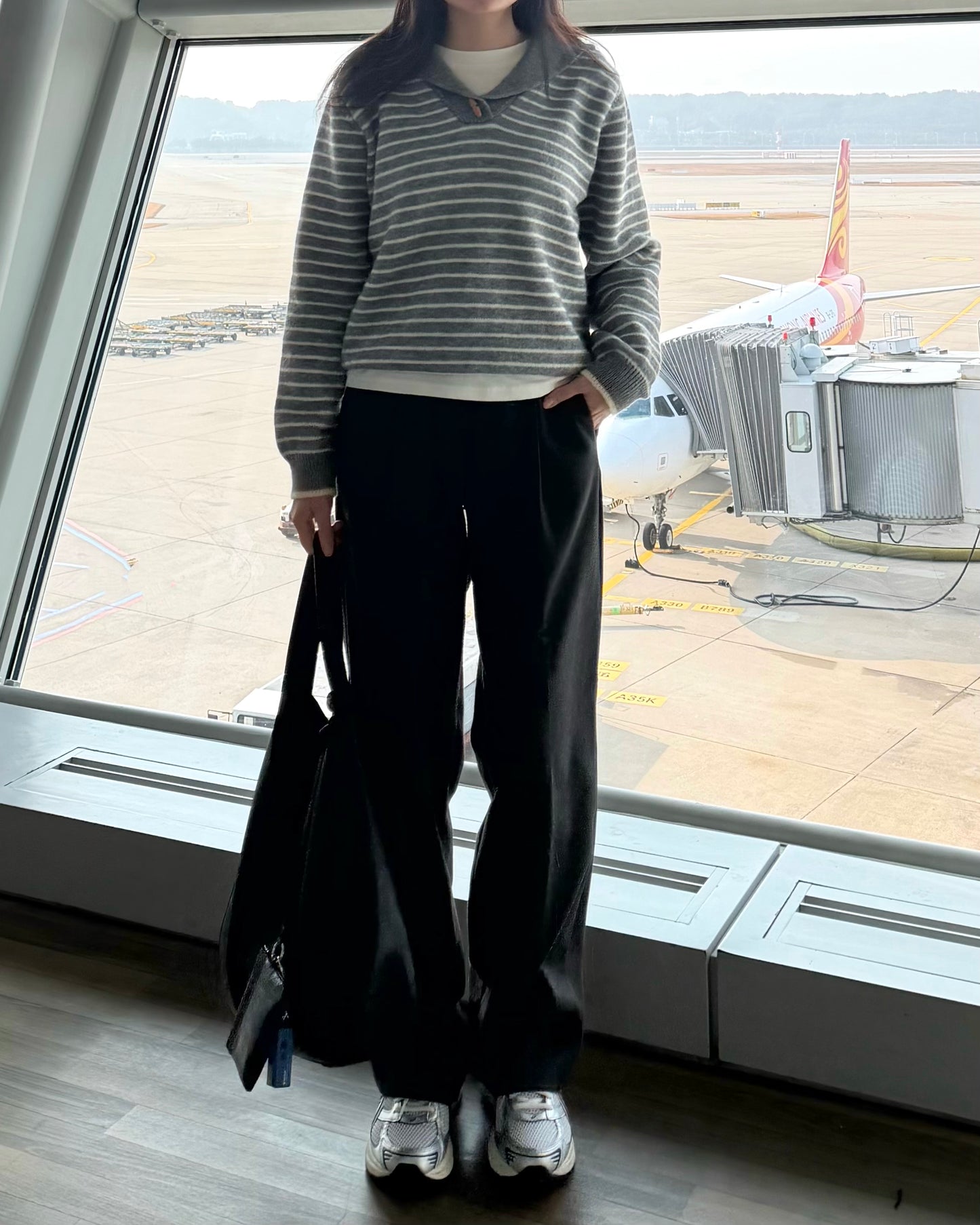 薄絨直筒西裝褲