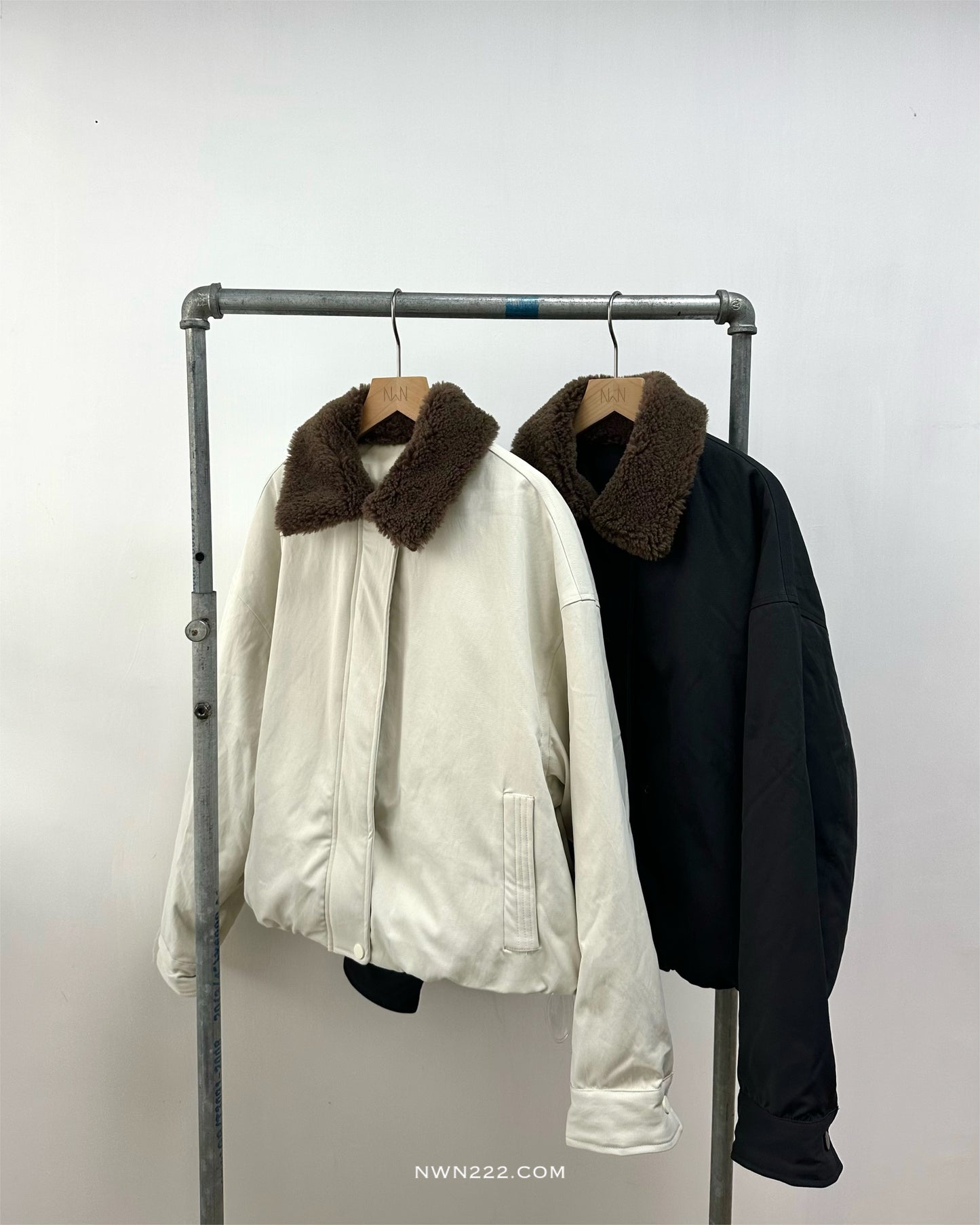 反領羊羔毛短羽絨