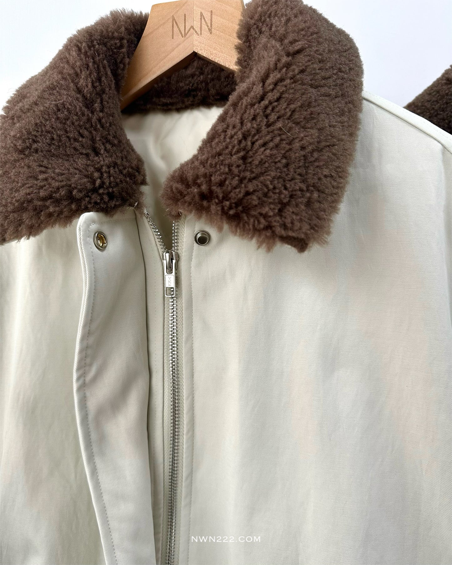 反領羊羔毛短羽絨