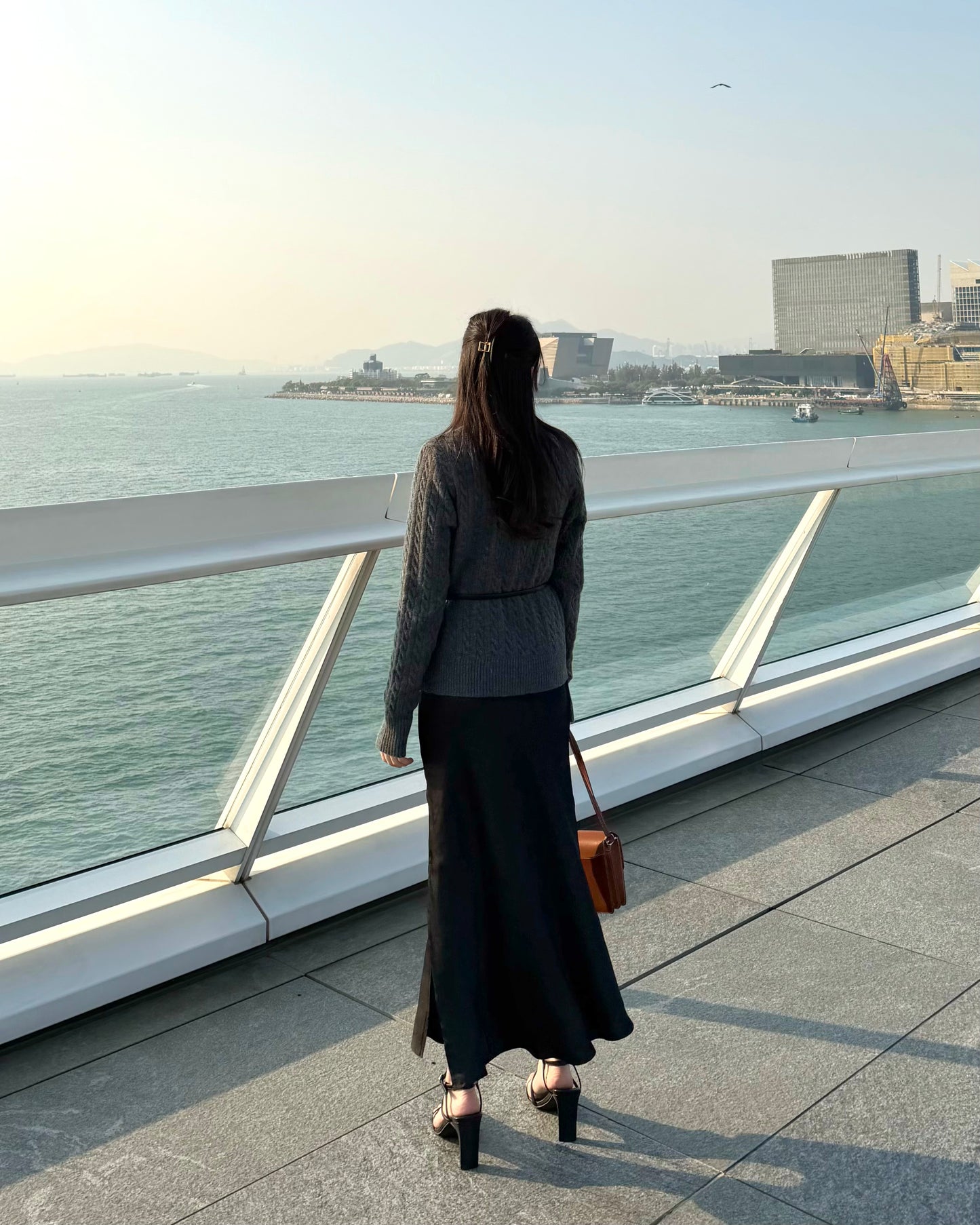 Embossed satin slit midi skirt