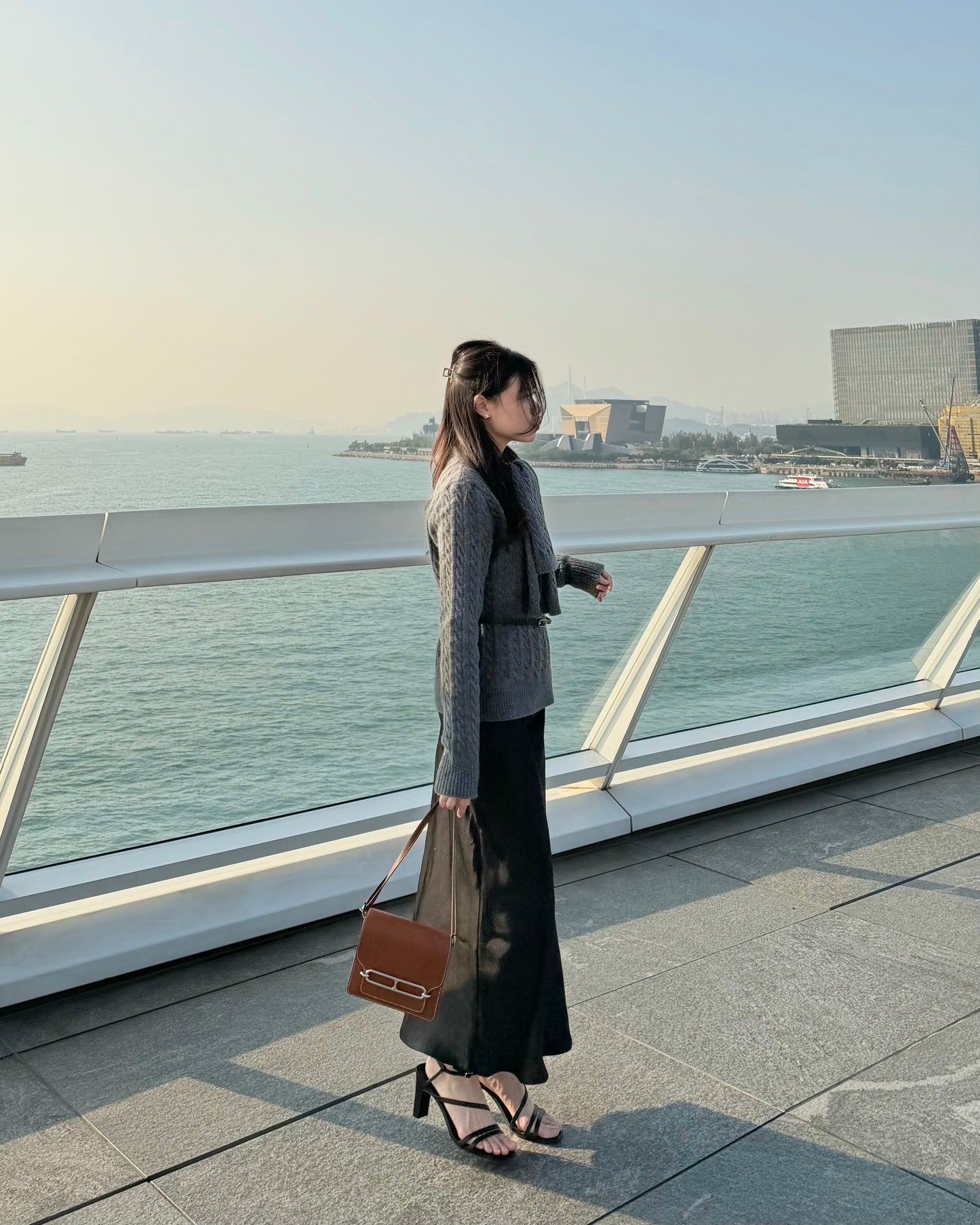 Embossed satin slit midi skirt