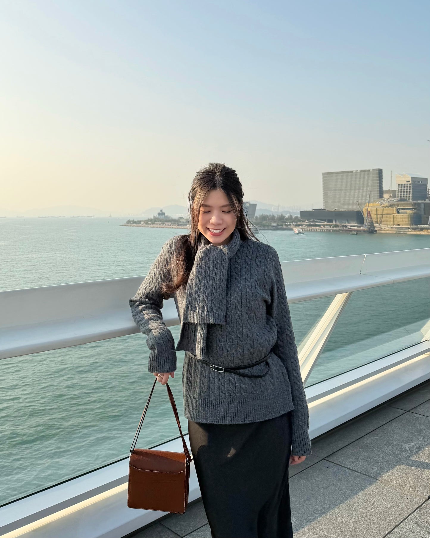 Embossed satin slit midi skirt