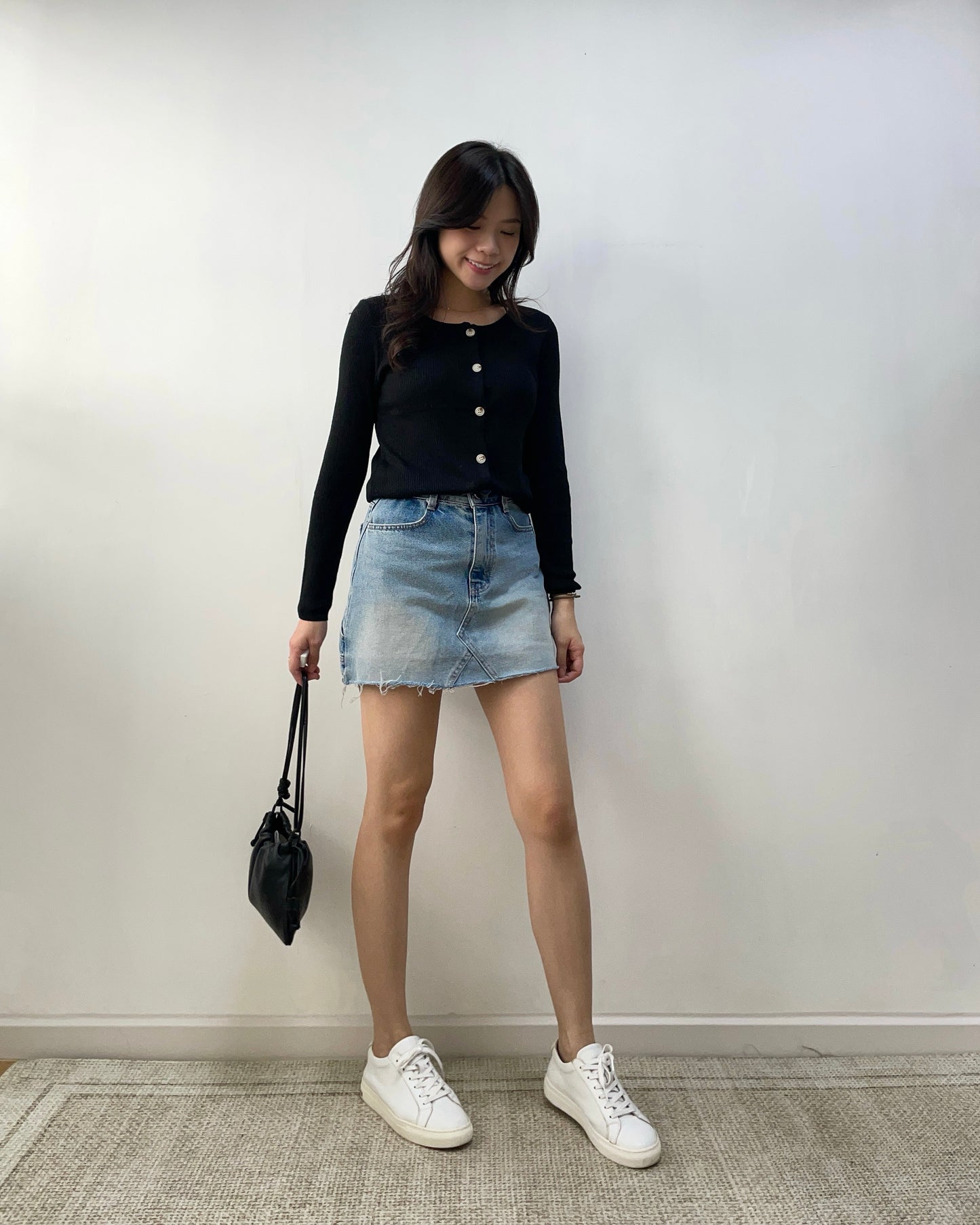 後袋設計短牛仔裙