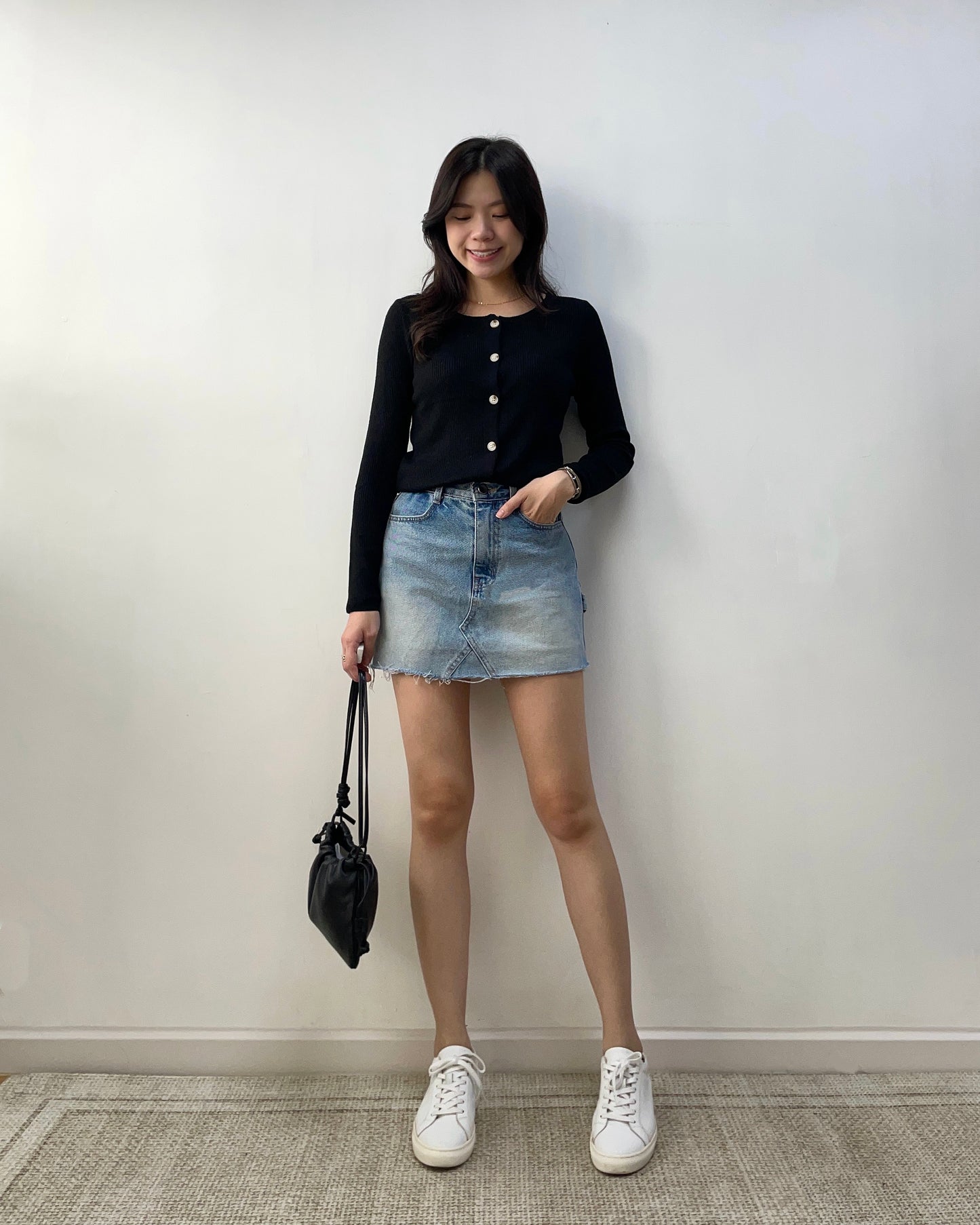 後袋設計短牛仔裙