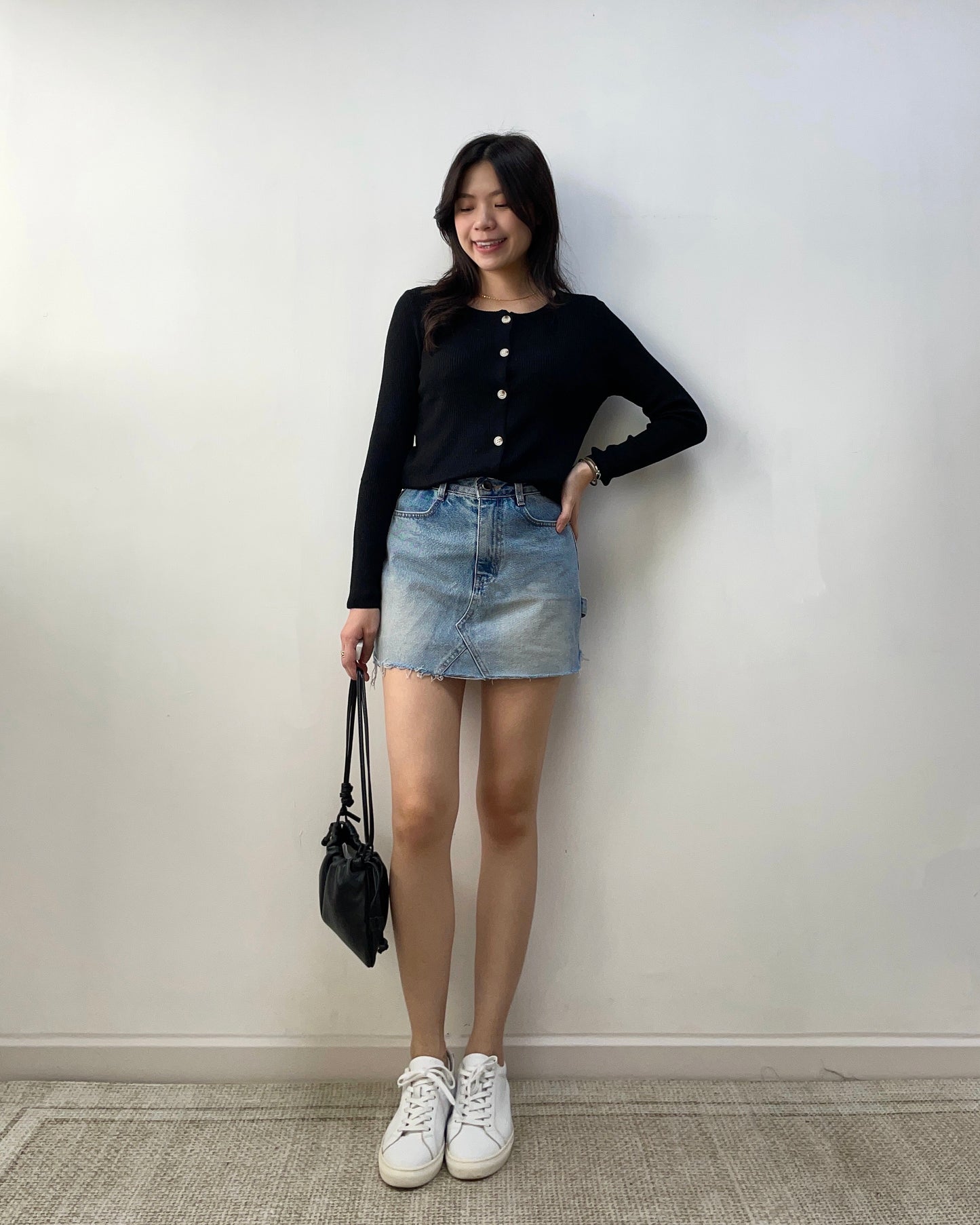 後袋設計短牛仔裙