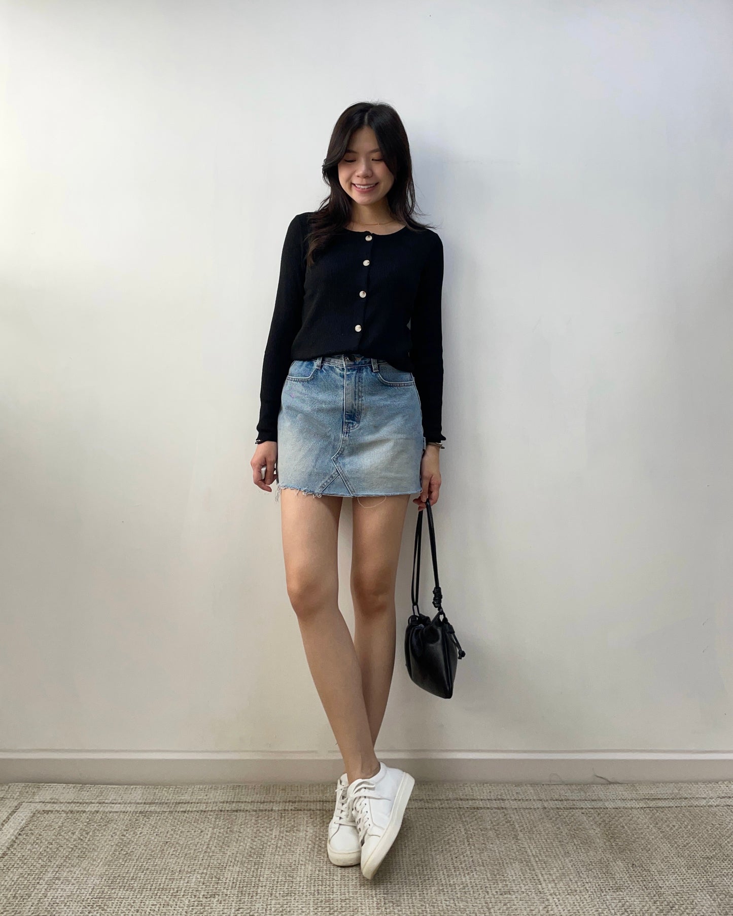 後袋設計短牛仔裙