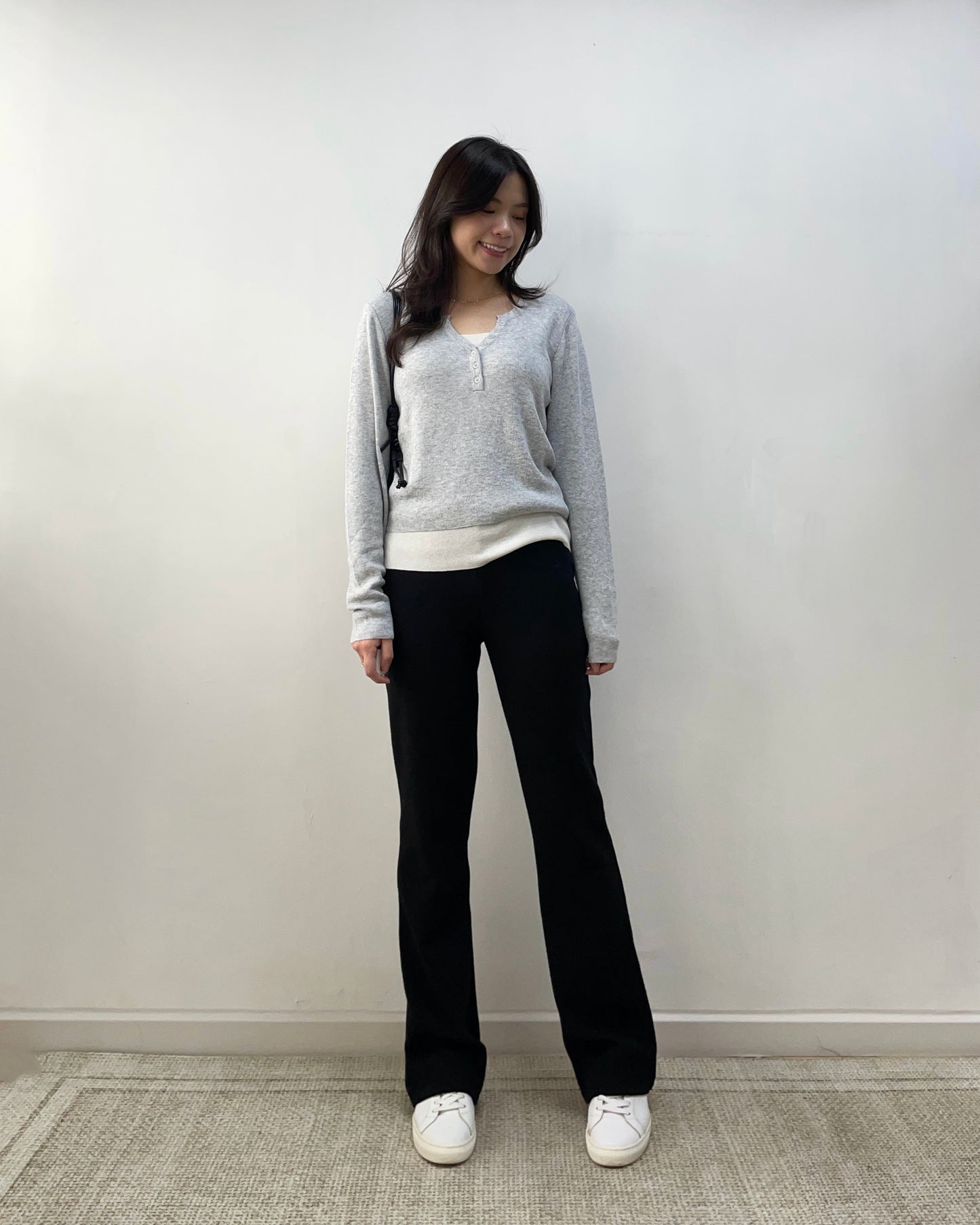 假兩件線長袖Top