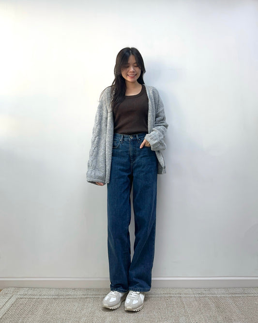 《現貨》深藍天鵝絨直筒長牛