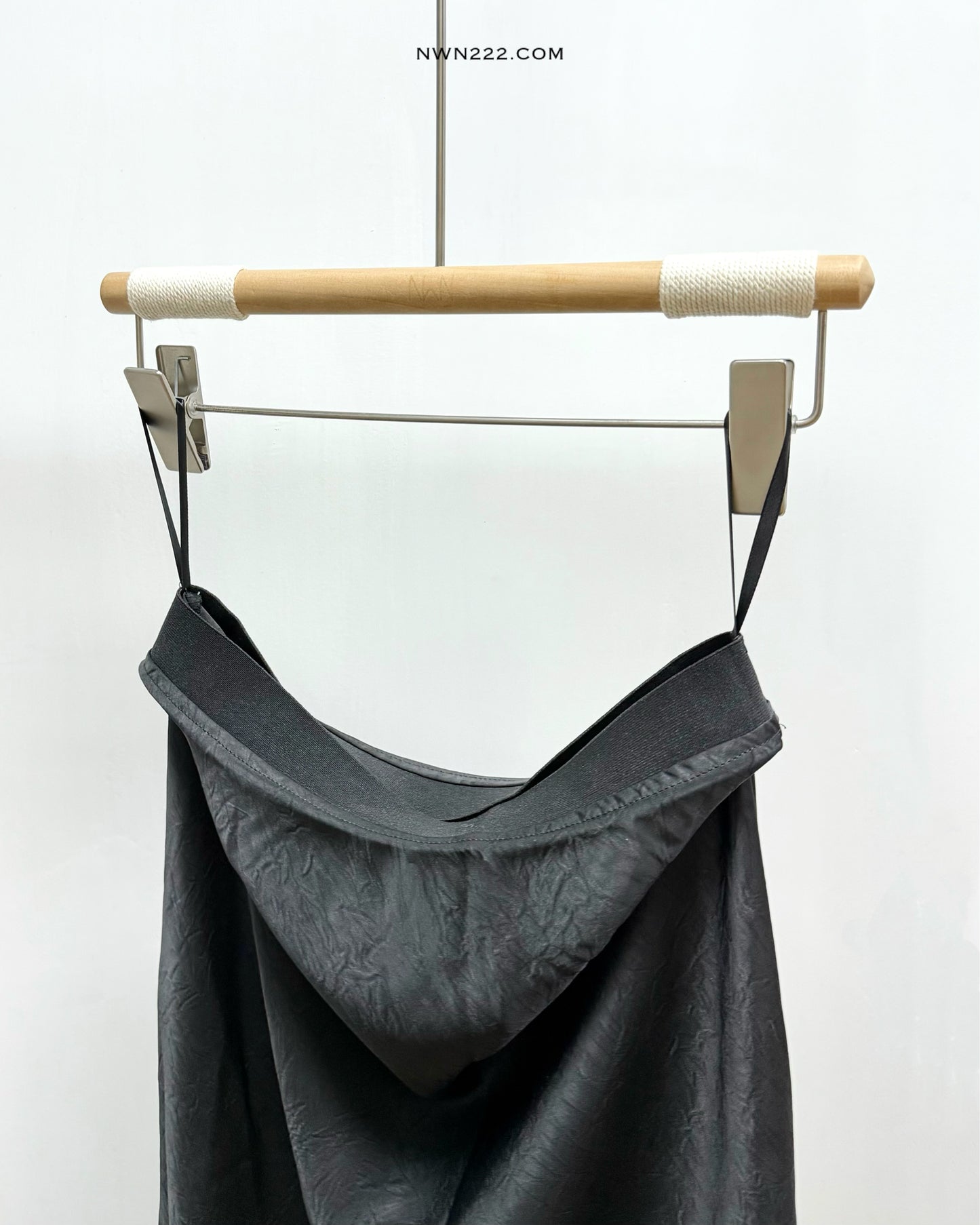 Embossed satin slit midi skirt