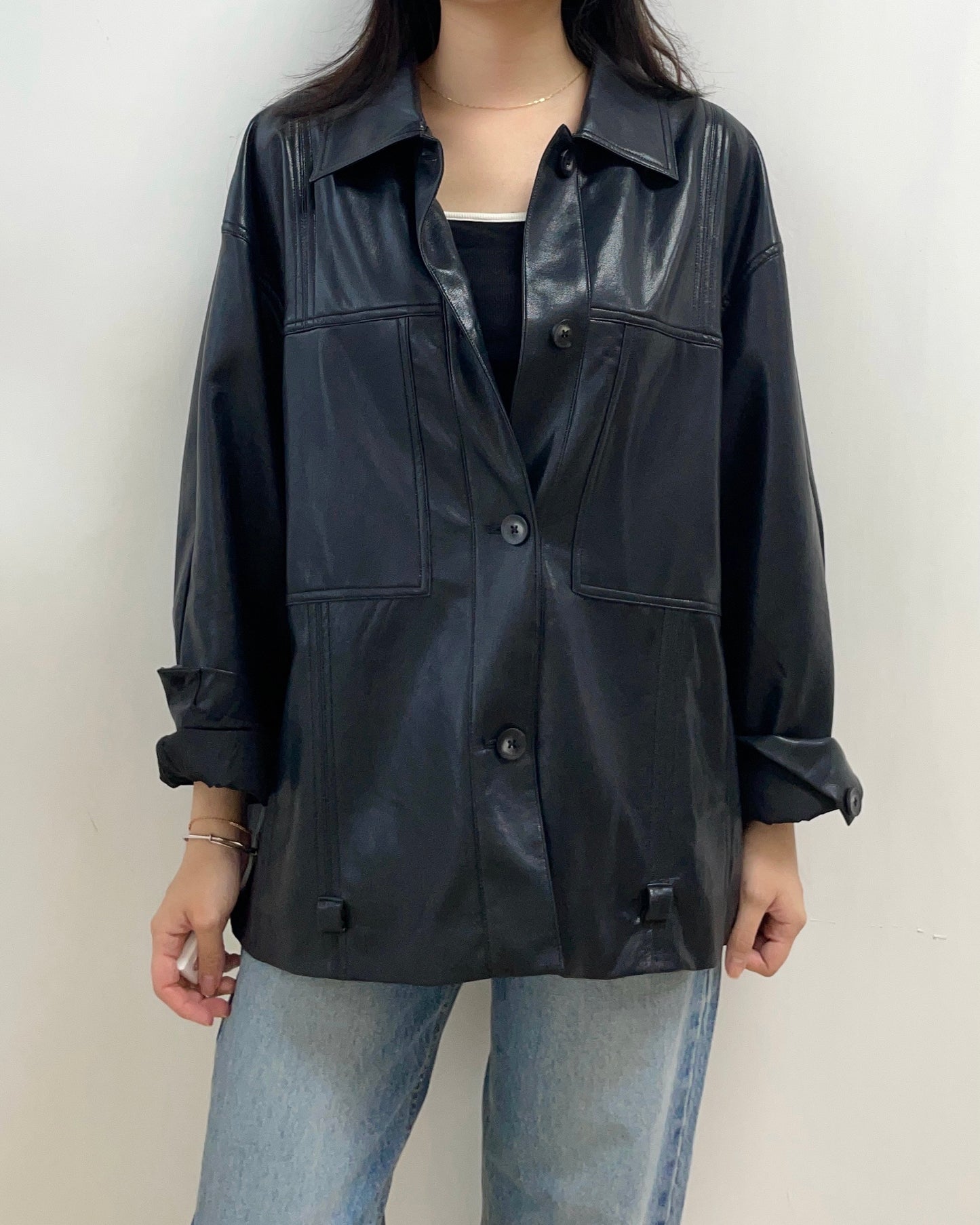 零負擔仿皮外套