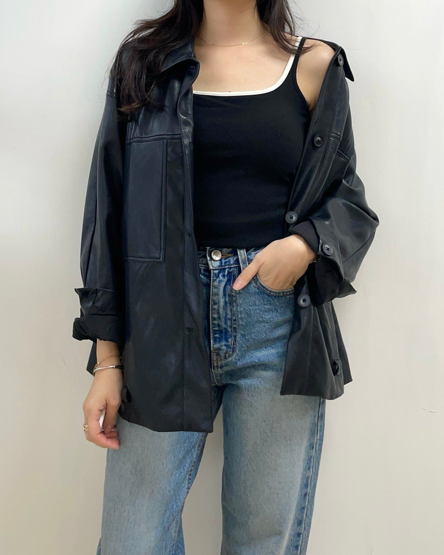 零負擔仿皮外套