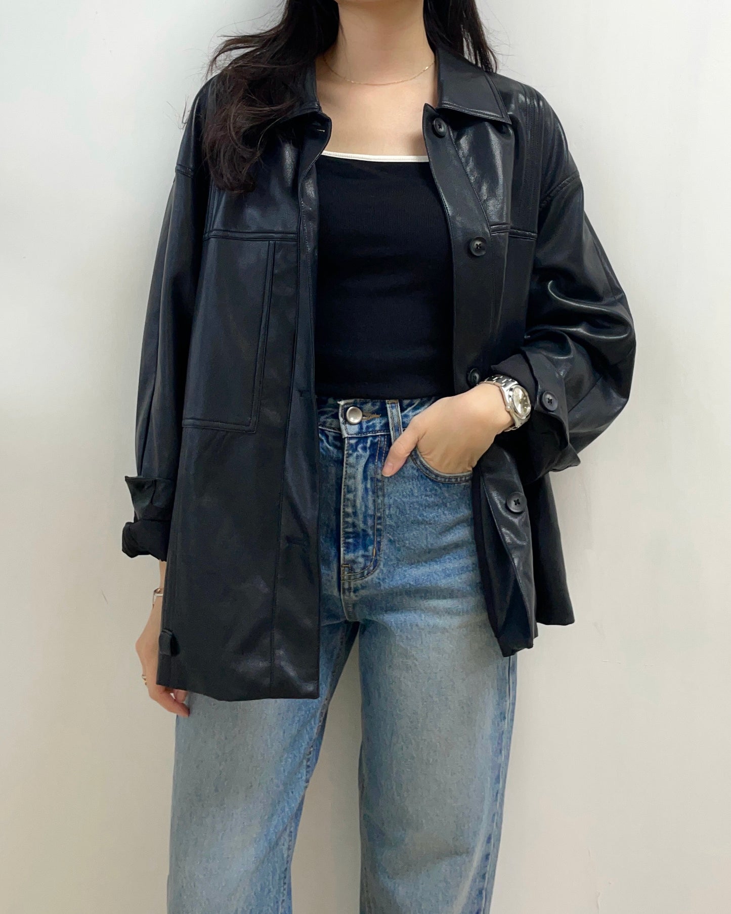 零負擔仿皮外套