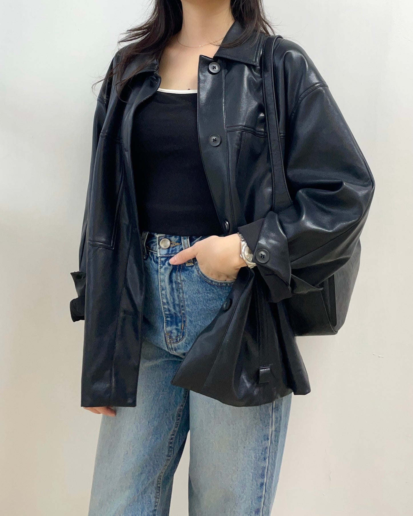 零負擔仿皮外套