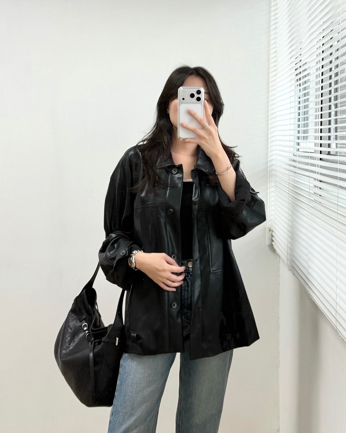 零負擔仿皮外套