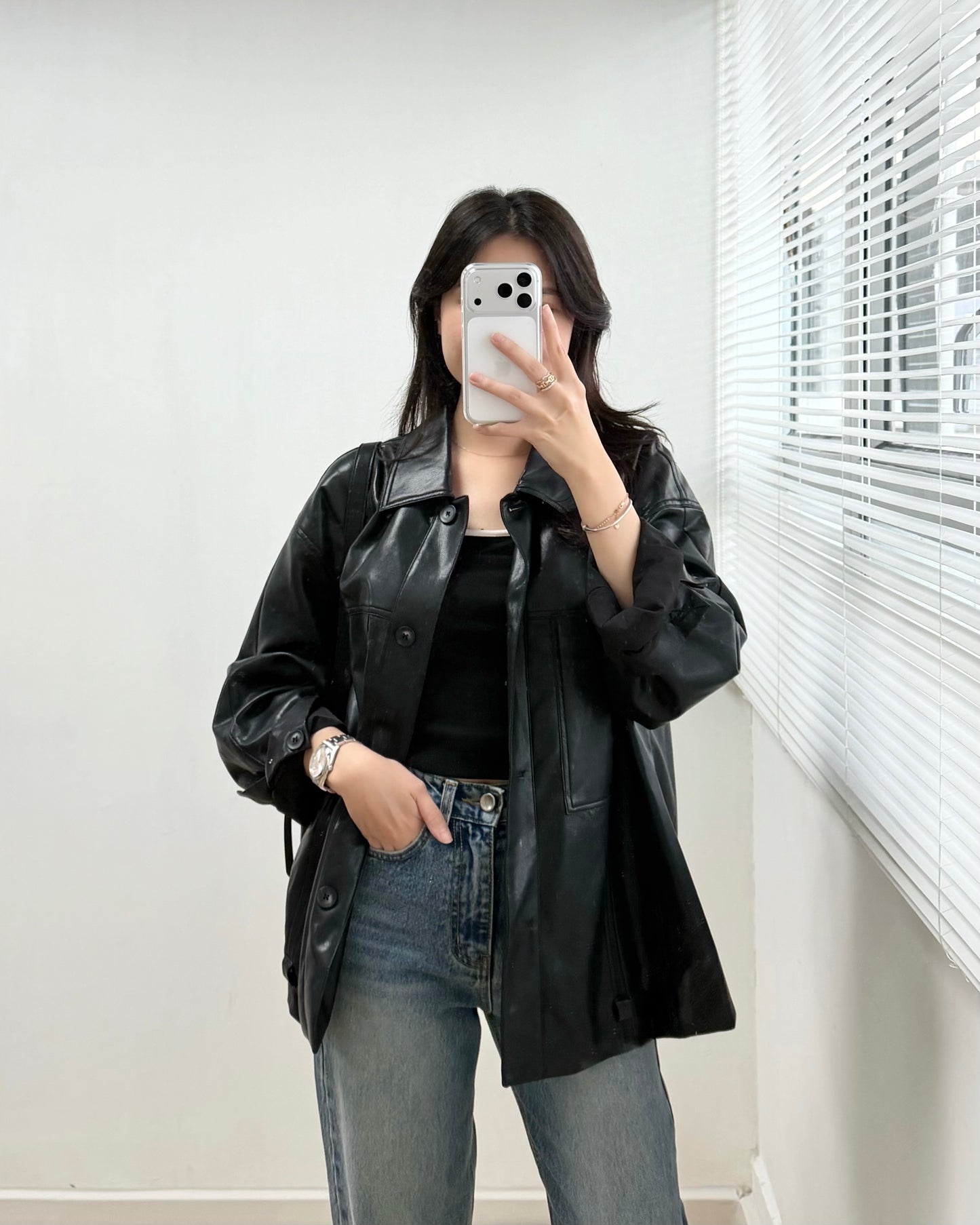 零負擔仿皮外套