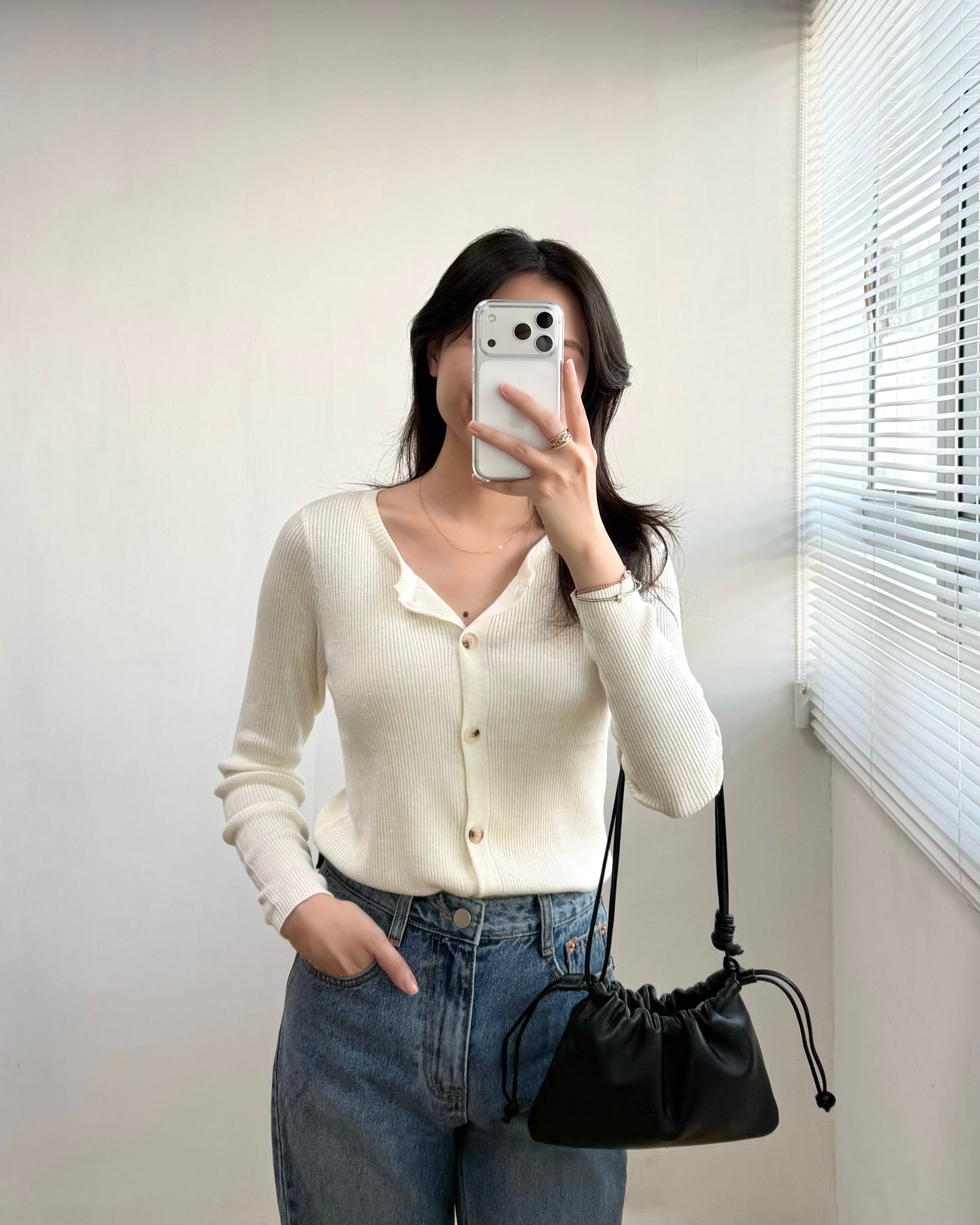 暗直紋針織外套