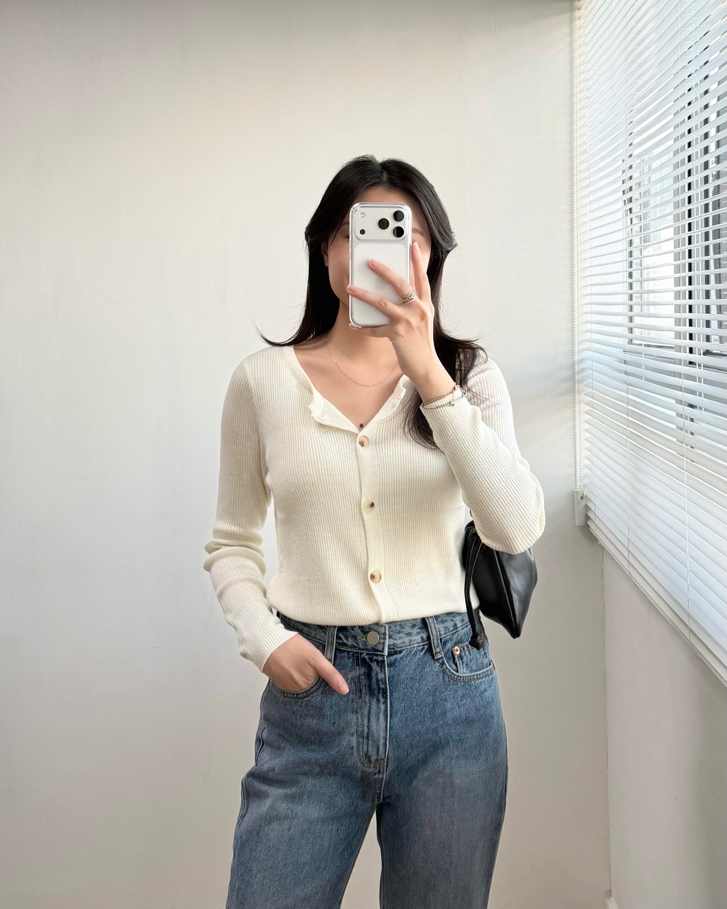 暗直紋針織外套