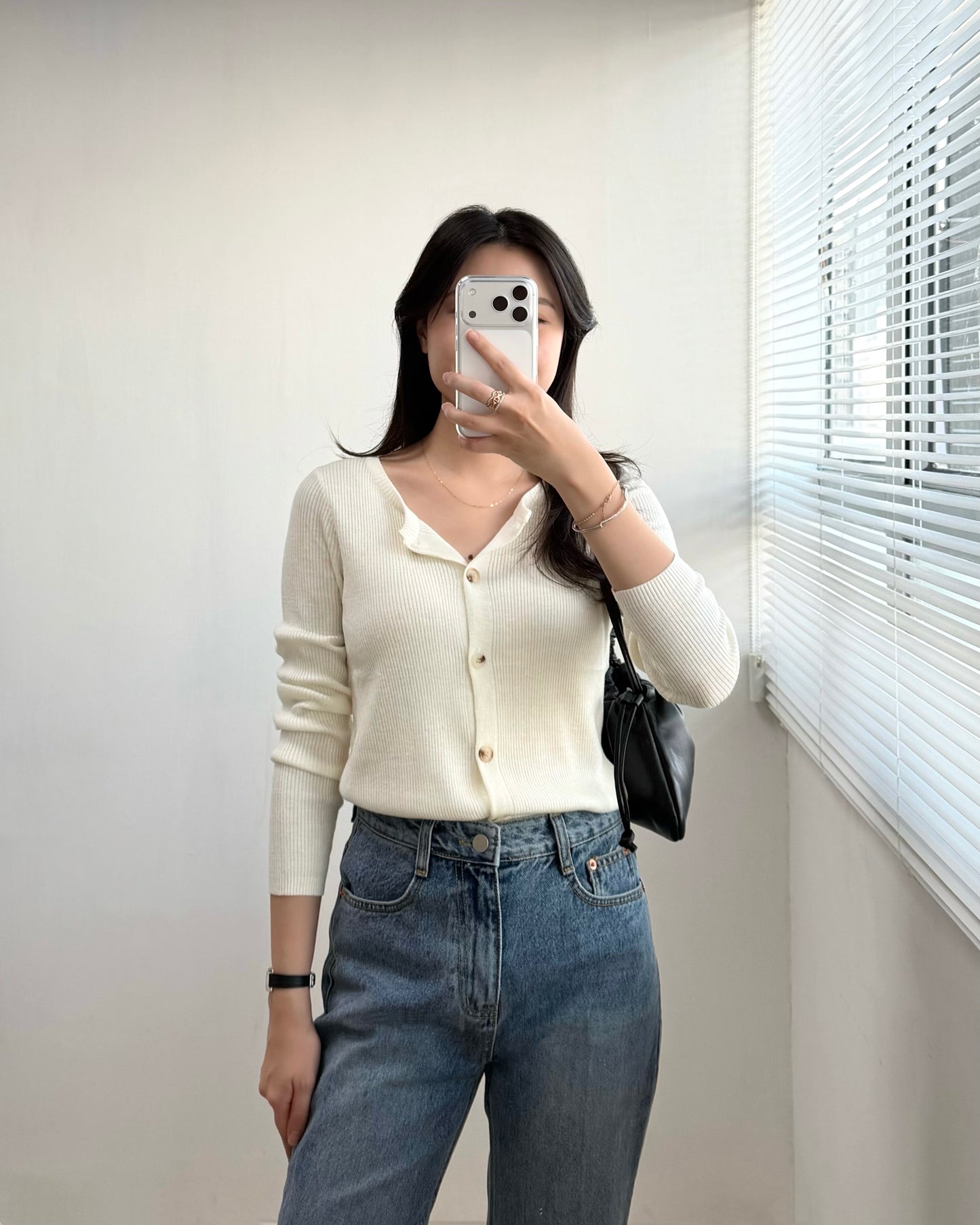 暗直紋針織外套