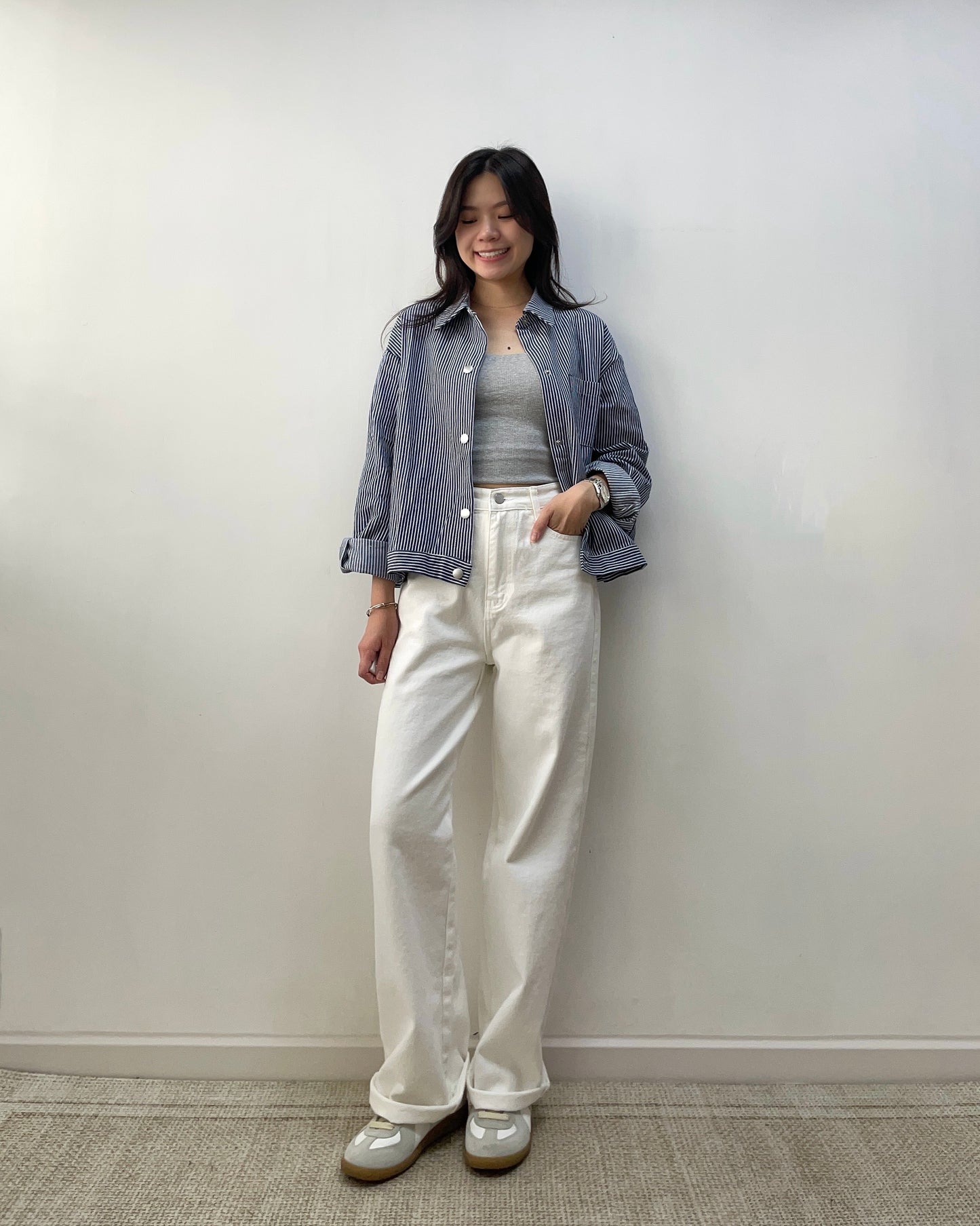 直間紋薄牛仔外套